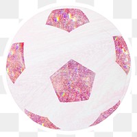 Pink holographic football sticker with a white border