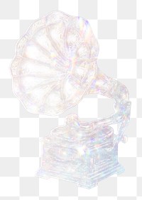 Silvery holographic gramophone design element