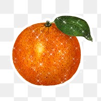 Hand drawn sparkling tangerine sticker with white border 