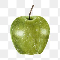Hand drawn sparkling green apple design element