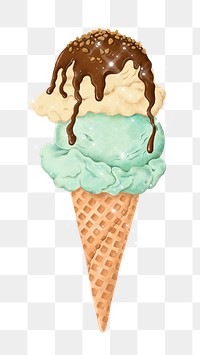 Hand drawn sparkling ice cream cone design element