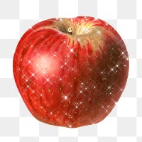 Hand drawn sparkling red apple fruit design element