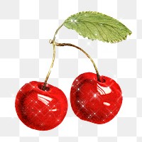Hand drawn sparkling cherry fruit design element