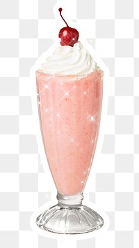 Strawberry milkshake glitter sticker overlay