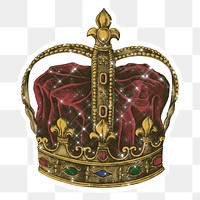 Sparkling royal crown sticker with white border