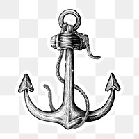 Sparkling metal shank anchor sticker with white border