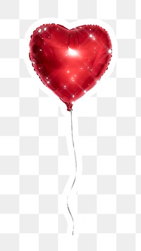 Sparkling heart shaped balloon sticker with white border