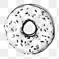 Black and white glazed doughnut drawing style overlay