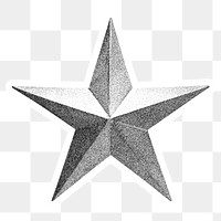 Hand drawn monotone star sticker with a white border