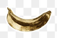 Gold banana fruit sticker  with a white border