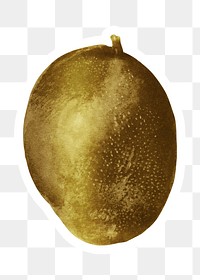 Gold mango sticker with a white border