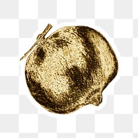 Gold pomegranate fruit sticker with a white border