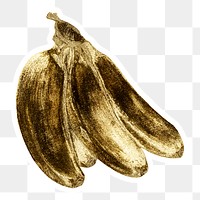 Gold banana fruit sticker  with a white border
