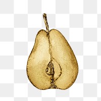 Gold pear fruit sticker design element