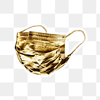Gold face mask sticker with a white border