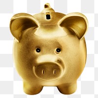Gold piggy bank sticker design element