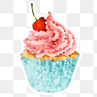 Cherry cupcake crystallized style sticker overlay