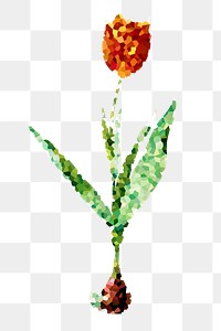 Crystallized tulip flower sticker overlay 