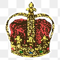 Crystallized royal crown sticker overlay with a white border
