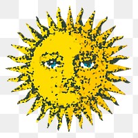 Crystallized sun with a face sticker overlay