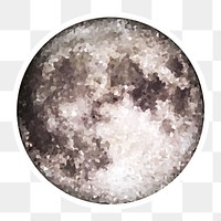 Crystallized moon sticker overlay with a white border