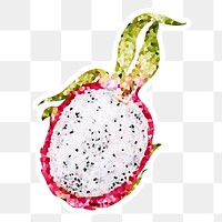 Crystallized style dragon fruit illustration with a white border sticker