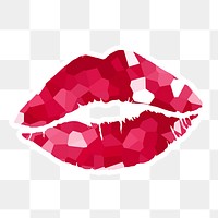 Crystallized style red lips illustration with a white border sticker