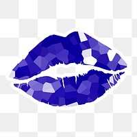 Crystallized style indigo lips illustration with a white border sticker