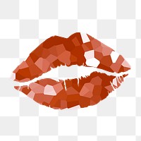 Crystallized style dark amber lips illustration design element