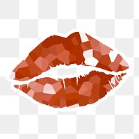 Crystallized style dark amber lips illustration with a white border sticker