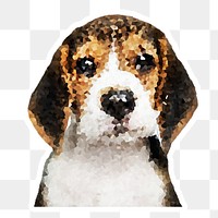 Crystallized style beagle puppy illustration with a white border sticker