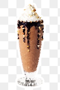 Crystallized style chocolate milkshake illustration with a white border sticker