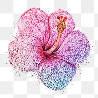 Glittery hibiscus flower sticker overlay design element