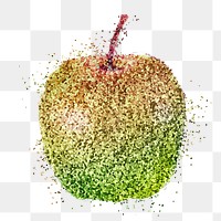 Glittery green apple fruit sticker overlay design element