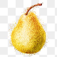 Glittery pear fruit sticker overlay design element