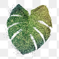 Glittery green monstera leaf sticker overlay design element