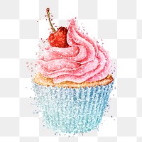 Glitter cherry cupcake design element