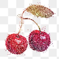 Glitter red cherry fruit design element