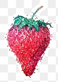 Glitter strawberry fruit sticker with white border