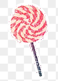 Glitter lollipop sticker with white border