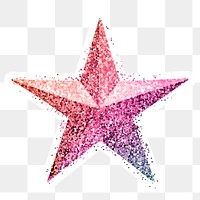 Glitter magenta star sticker with white border