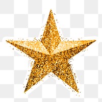 Glitter gold star sticker with white border