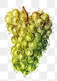 Glitter green grape fruit illustration with a white border sticker