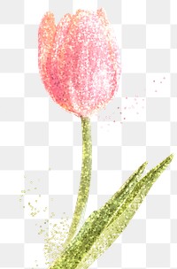 Glittery tulip flower sticker overlay design element