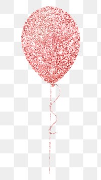 Glittery pink balloon sticker overlay design element 
