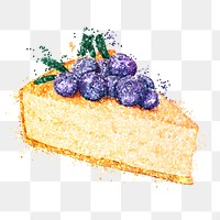 Glittery sliced blueberry cheesecake sticker overlay deisgn element 