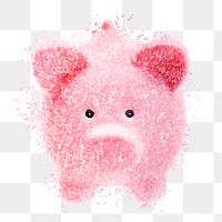 Shimmering pink piggy bank sticker design element