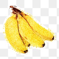 Glittery banana sticker overlay with a white border design element