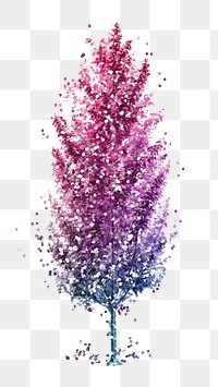Glittery purple spruce tree sticker overlay design element 