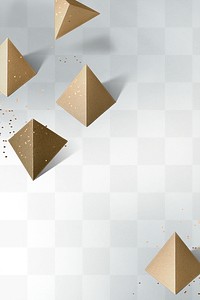 3D gold paper craft pentahedron patterned background  design element